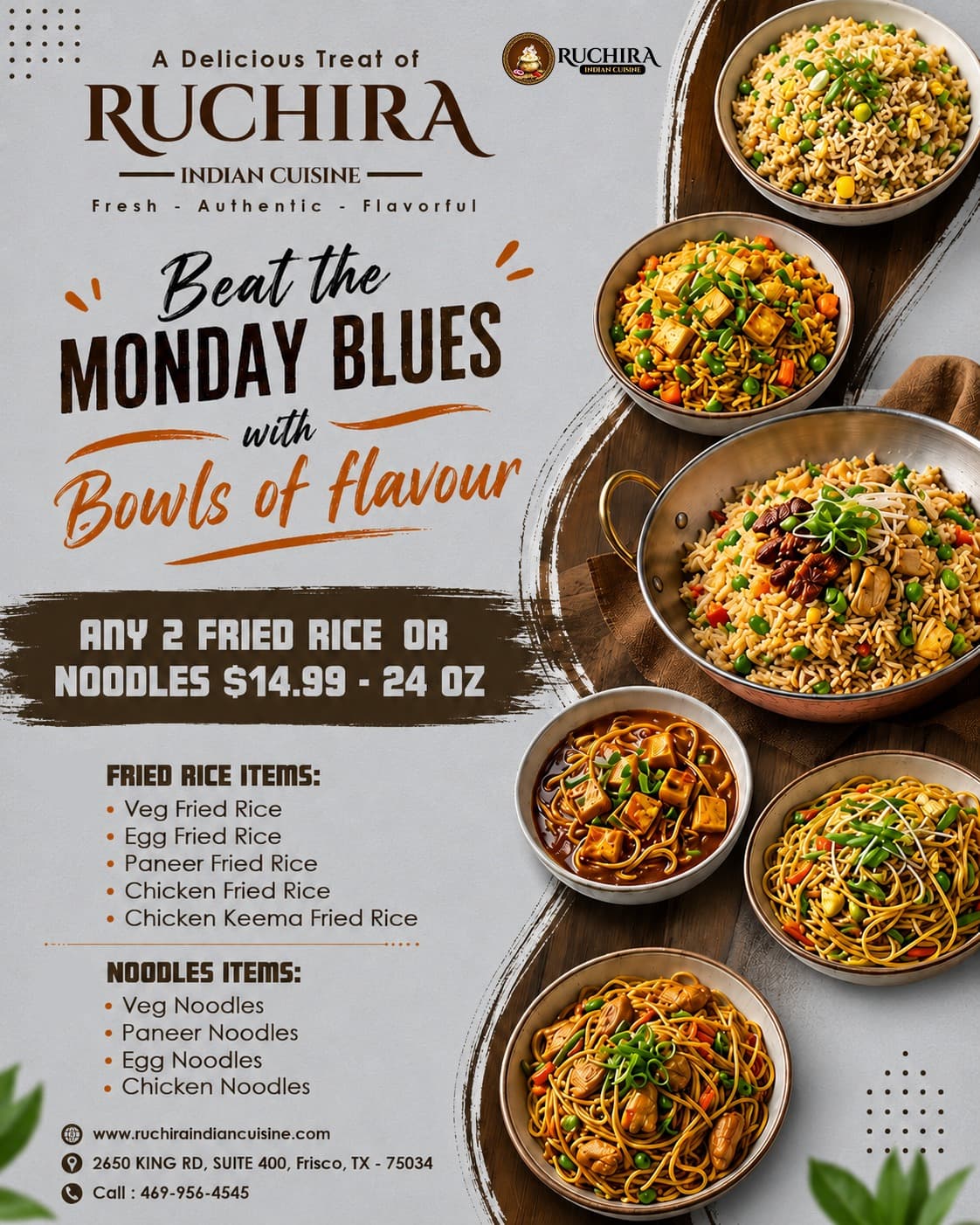 Any 2 Fried Rice or Noodles (24 oz) for $14.99