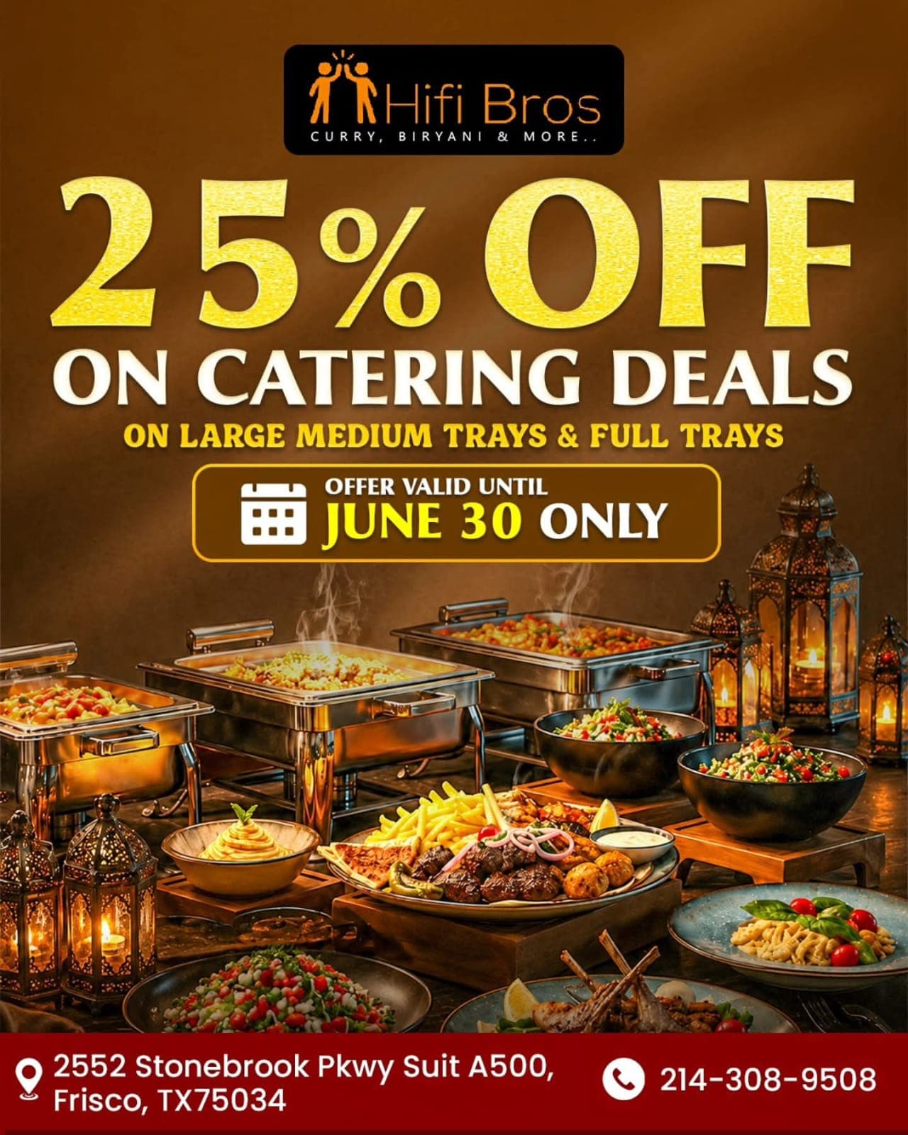 25% off on catering deals on large, medium, and full trays