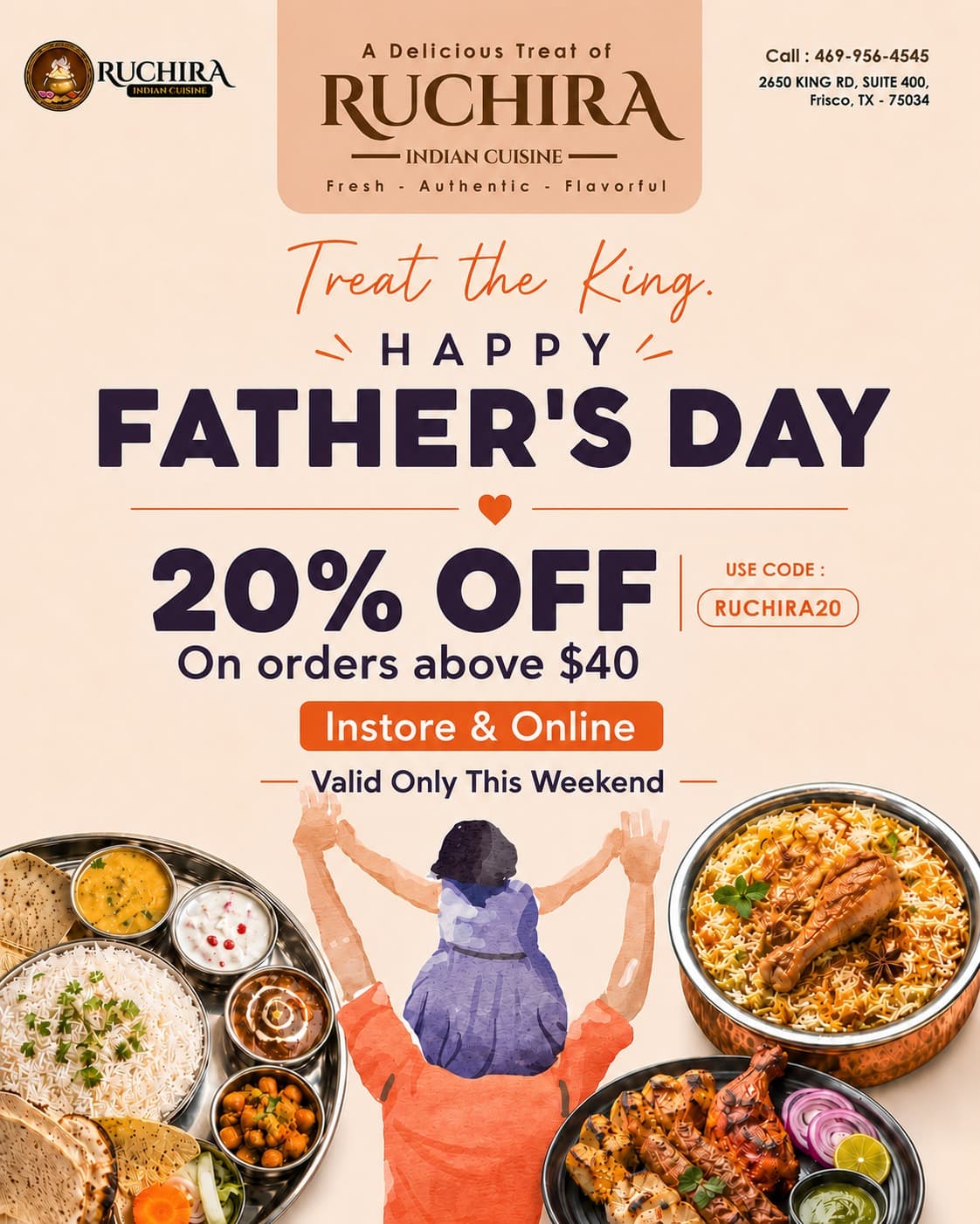 20% OFF on orders above $40, valid instore & online. Use code: RUCHIRA20.