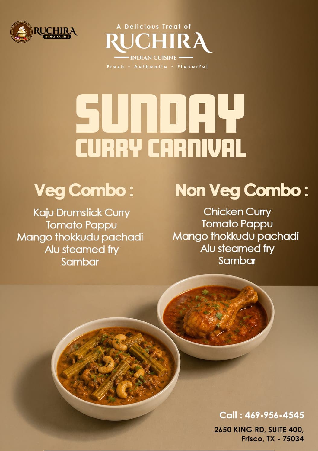Sunday Curry Carnival featuring Veg and Non-Veg Combos.
