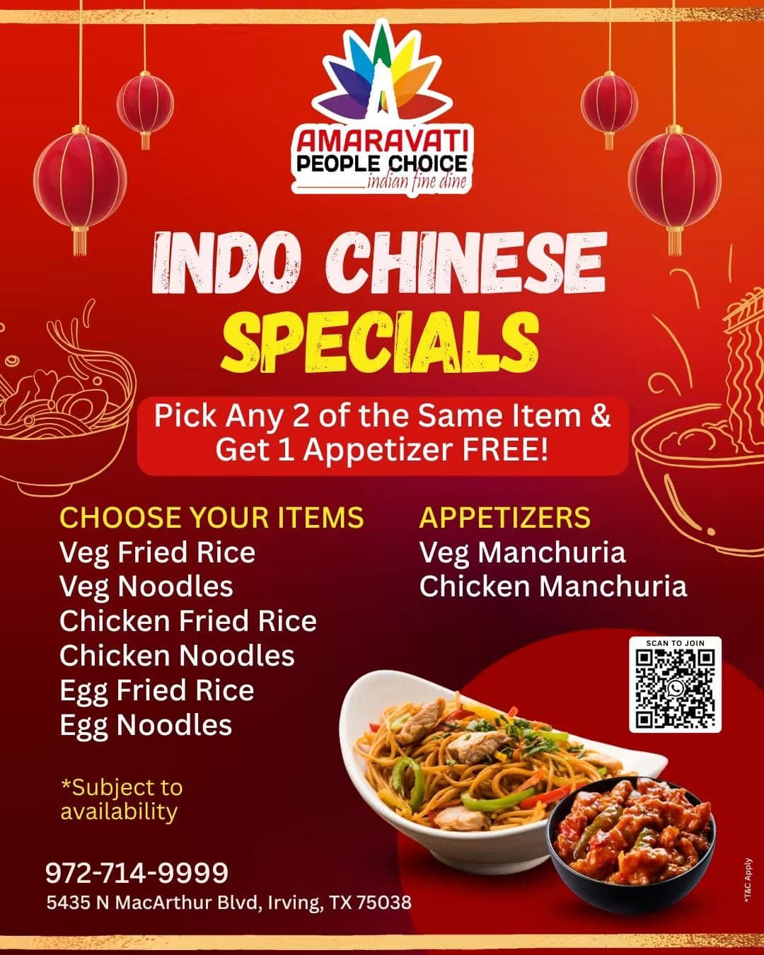 Pick Any 2 of the Same Item & Get 1 Appetizer FREE!