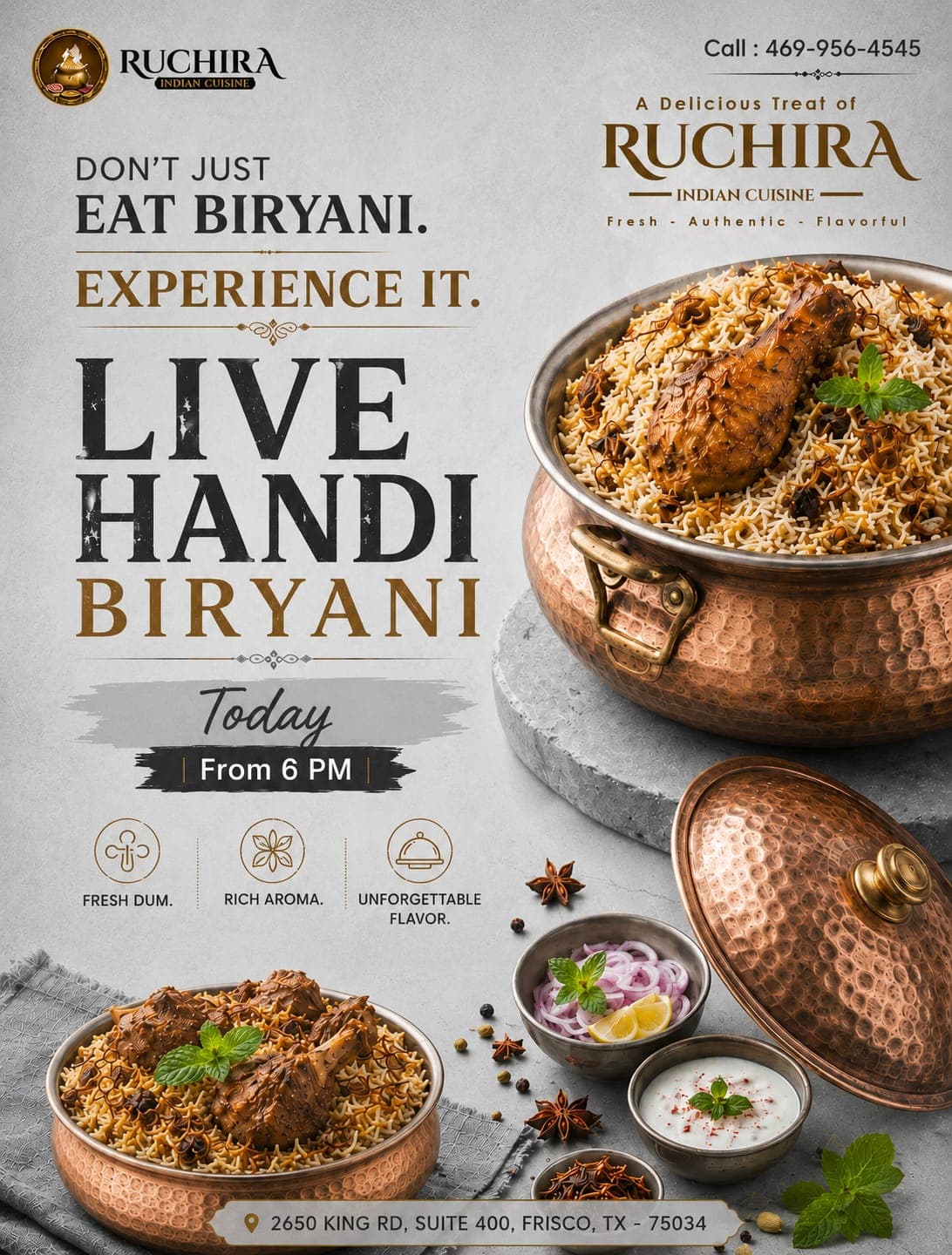 Live Handi Biryani special promotion starting from 6 PM.