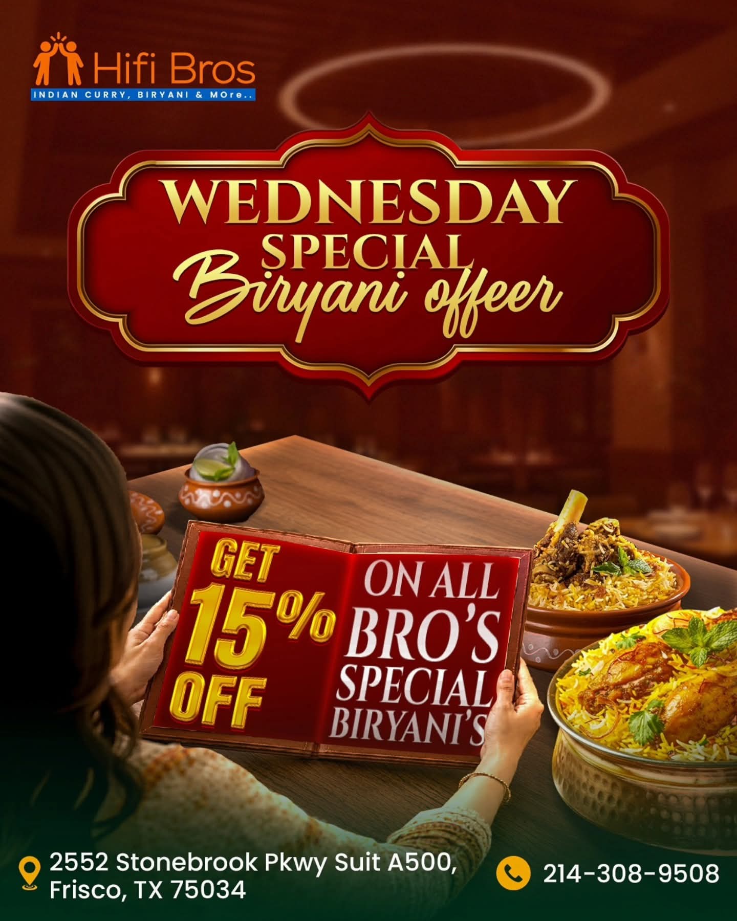 Get 15% OFF on all Bro's Special Biryanis