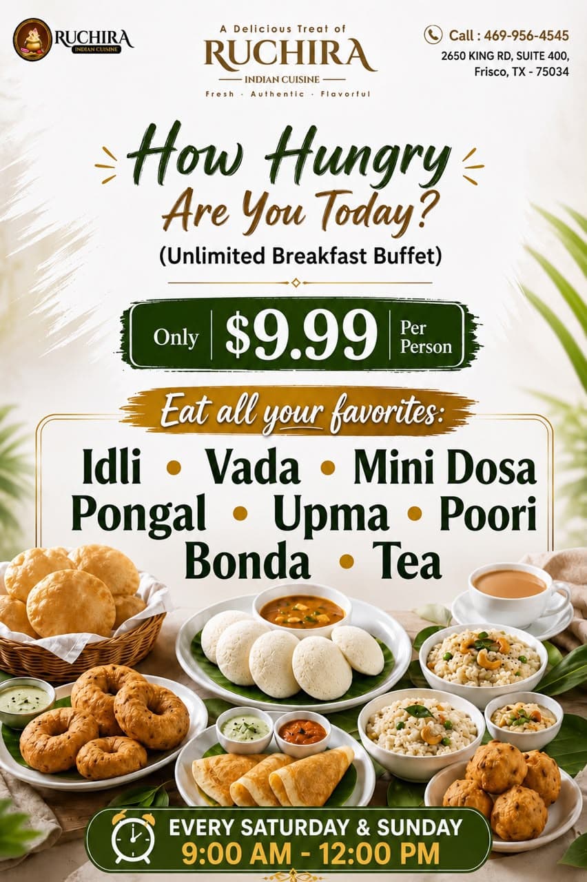 Unlimited Breakfast Buffet for $9.99 per person.