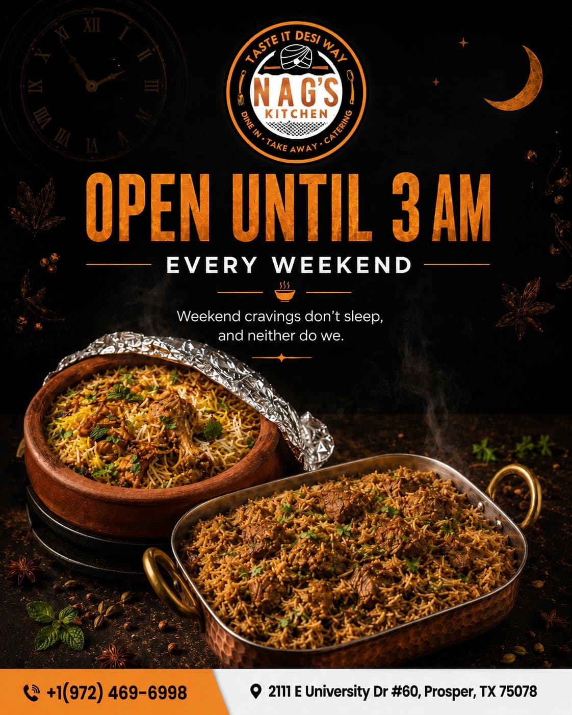 Open until 3 AM every weekend for late-night dining.