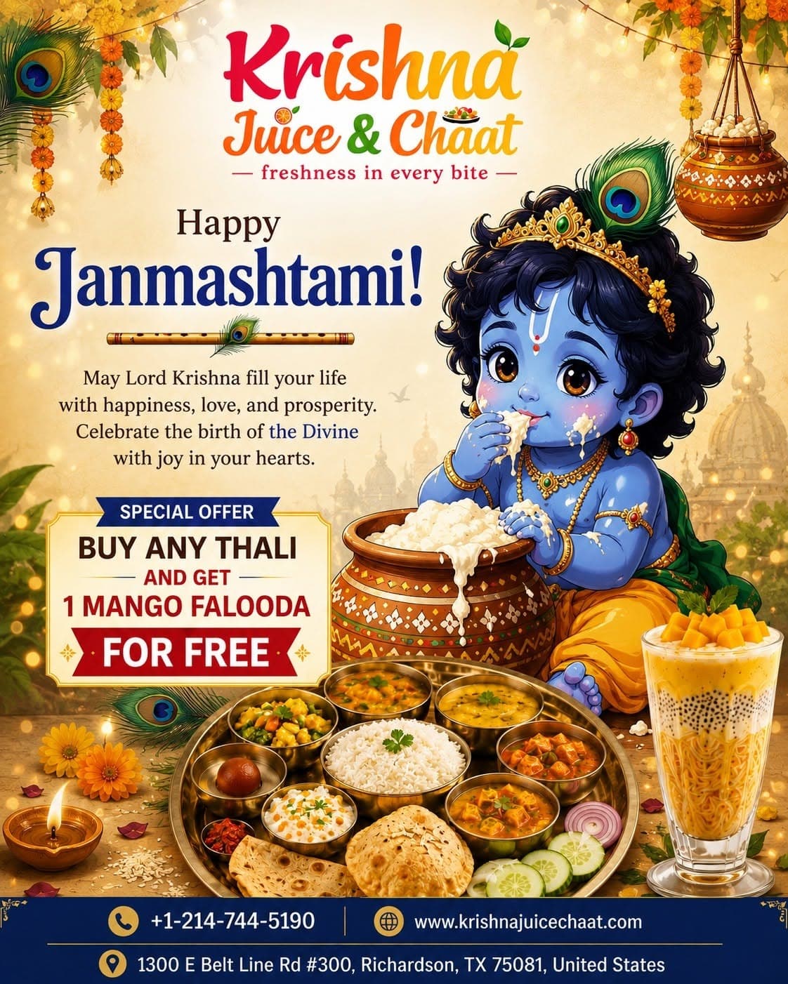 Buy any Thali and get 1 Mango Falooda for free
