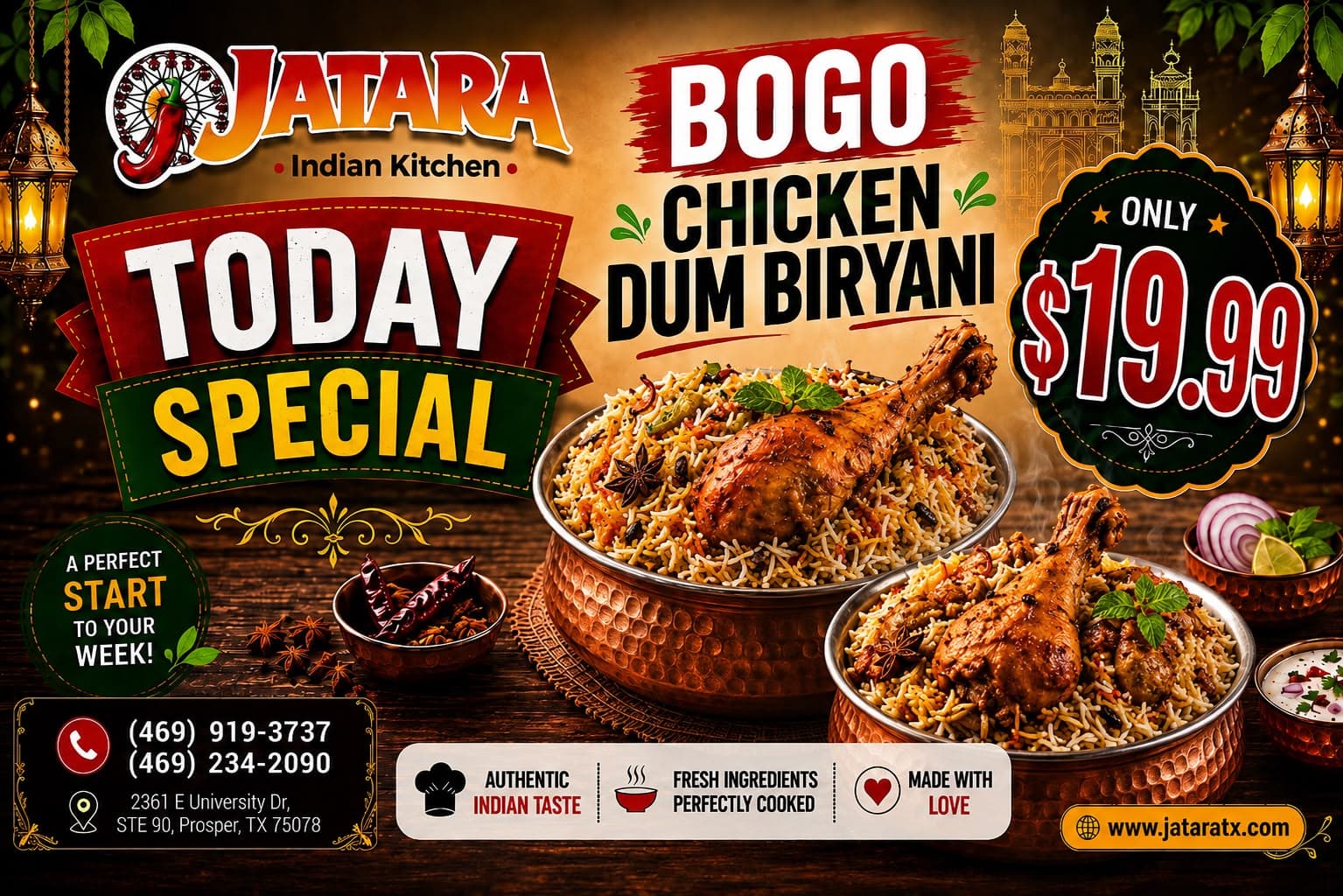 BOGO Chicken Dum Biryani for $19.99