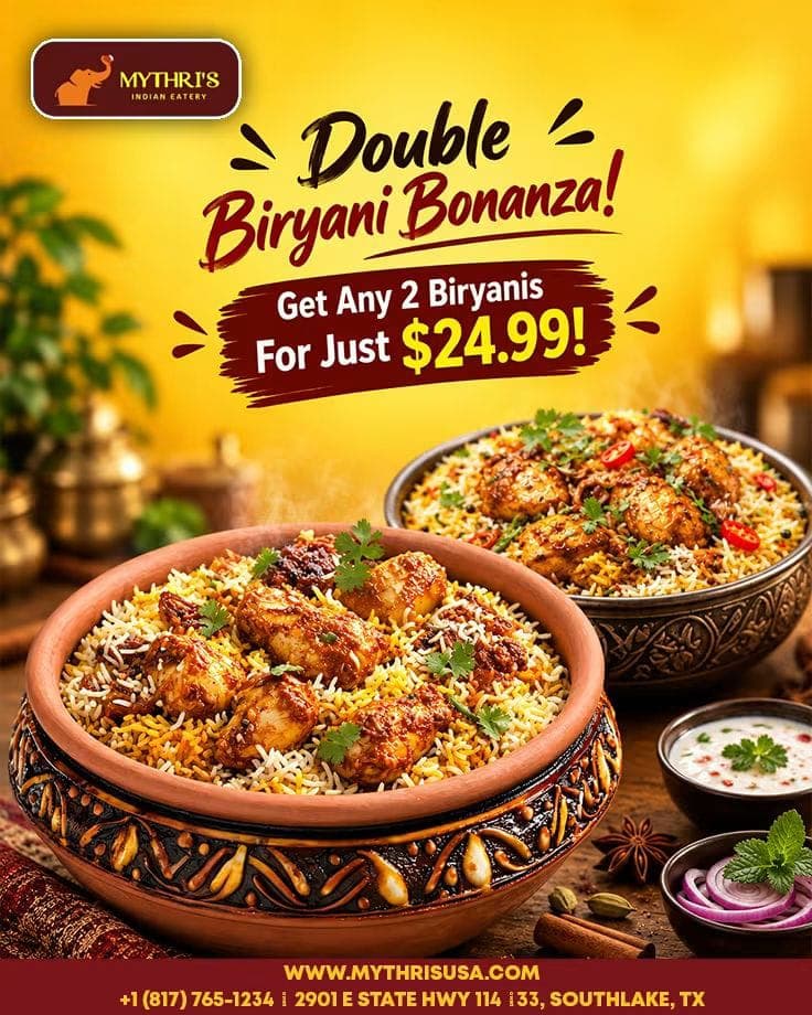Get Any 2 Biryanis For Just $24.99!