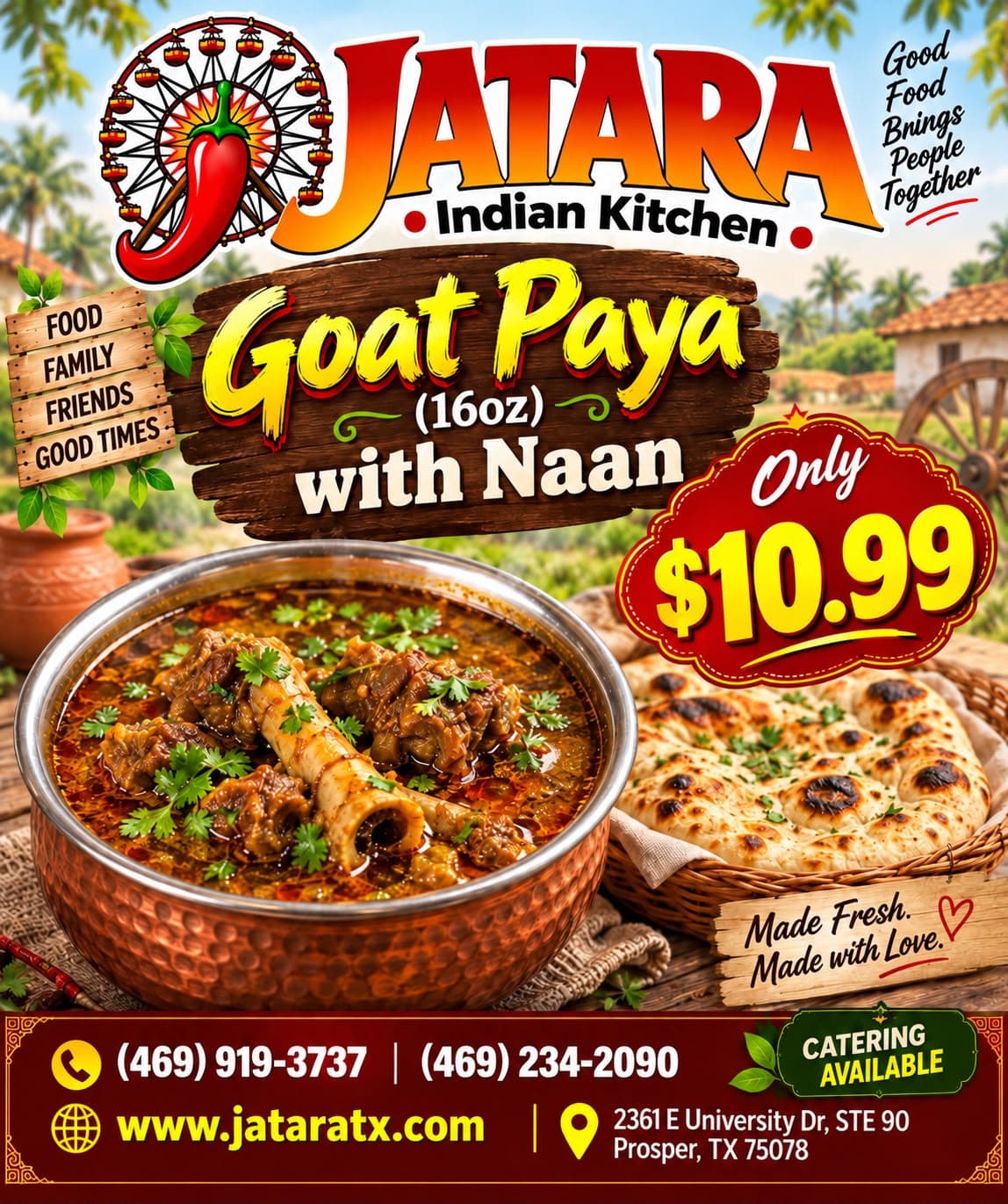 16oz Goat Paya with Naan for only $10.99