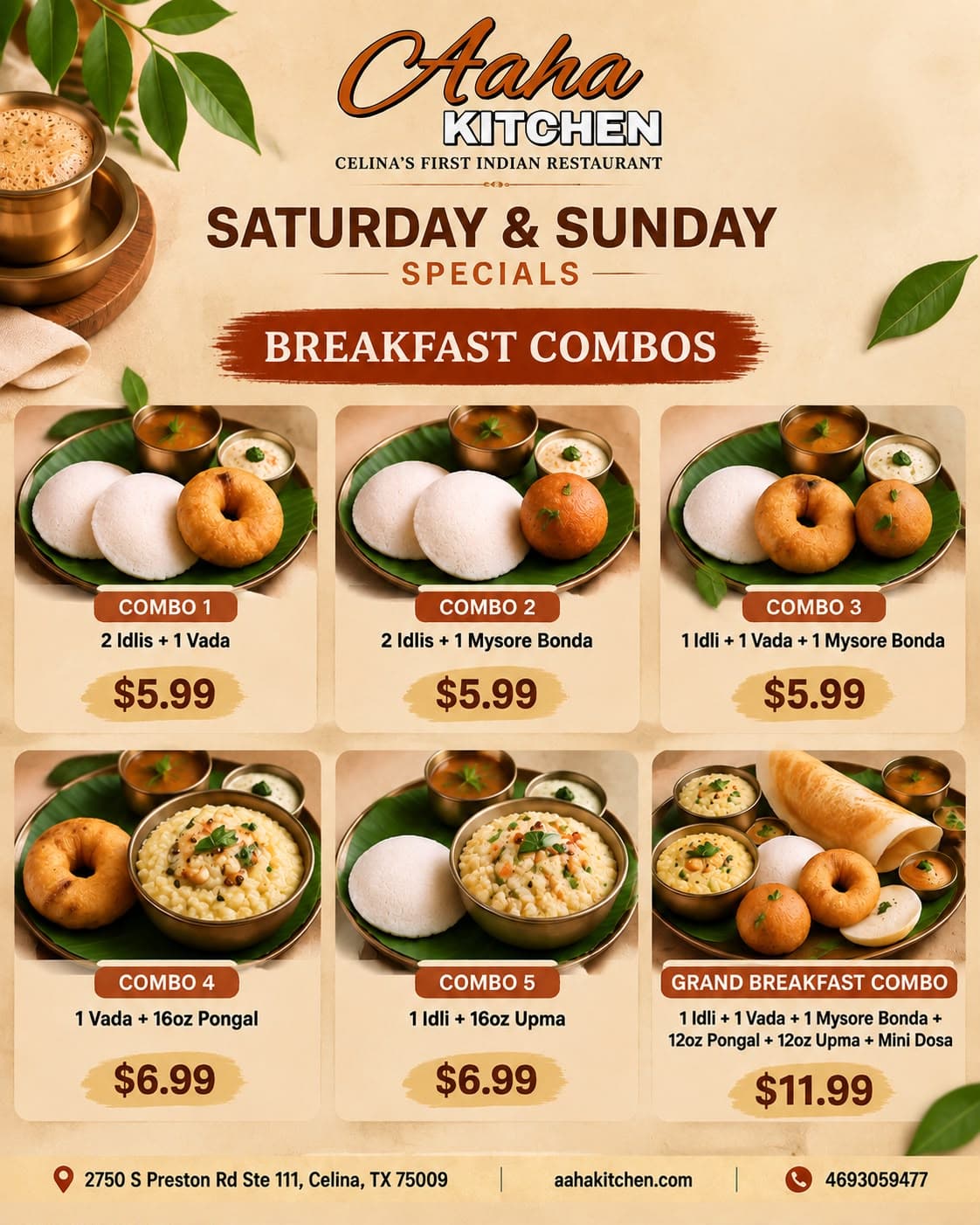 Saturday & Sunday Breakfast Combos starting at $5.99