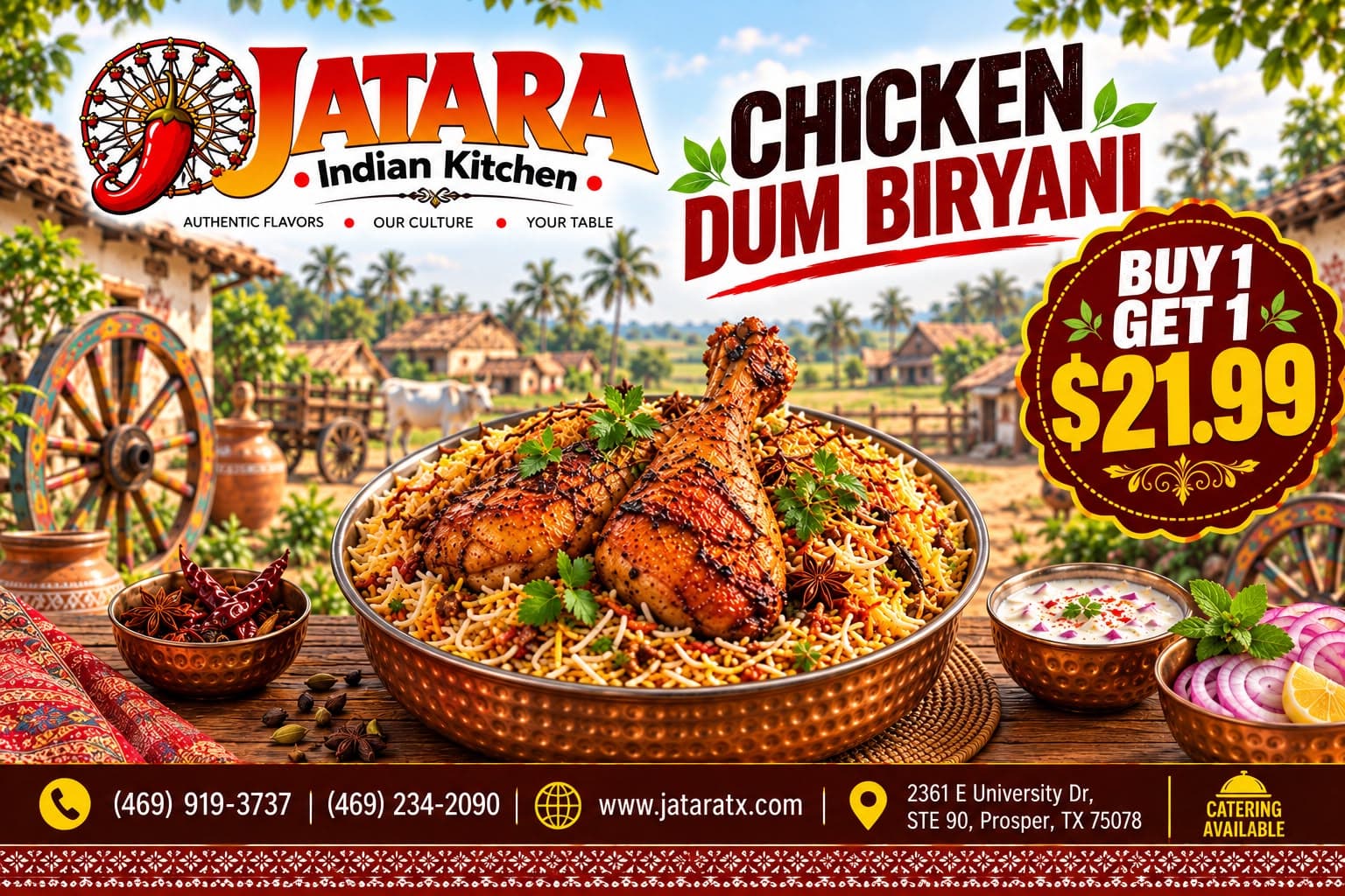 Buy 1 Get 1 Chicken Dum Biryani for $21.99
