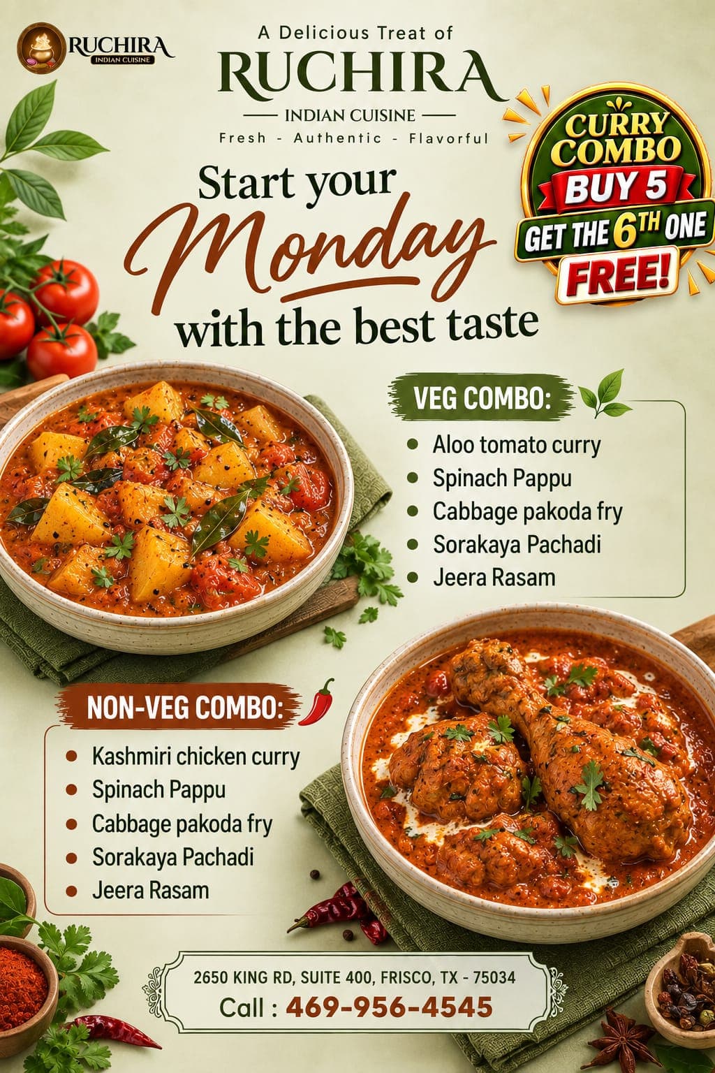 Curry Combo: Buy 5 Get the 6th One Free!