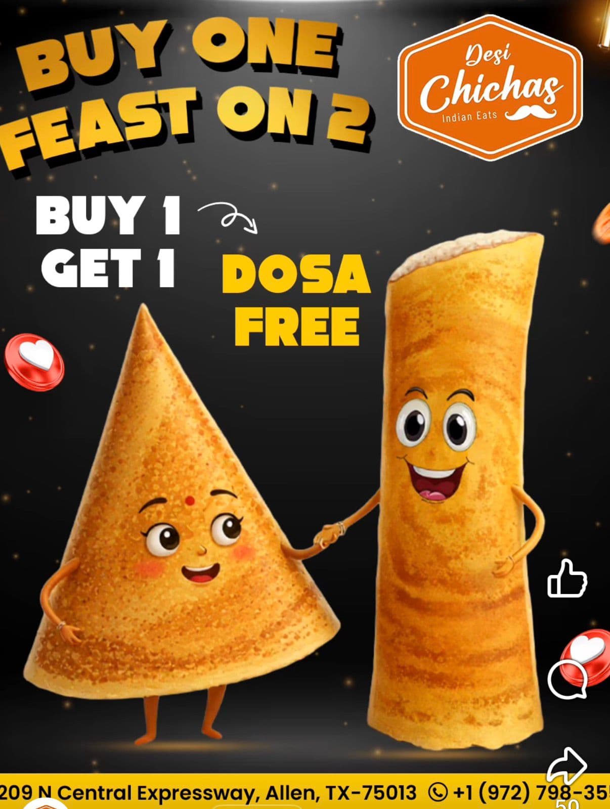 Buy 1 Get 1 Free Dosa