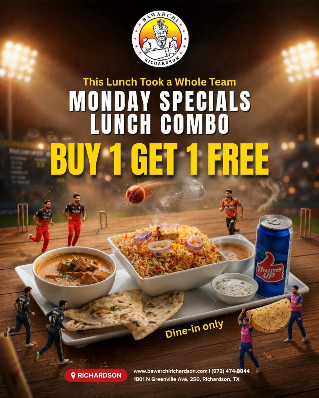 Monday Specials Lunch Combo - Buy 1 Get 1 Free, Dine-in only