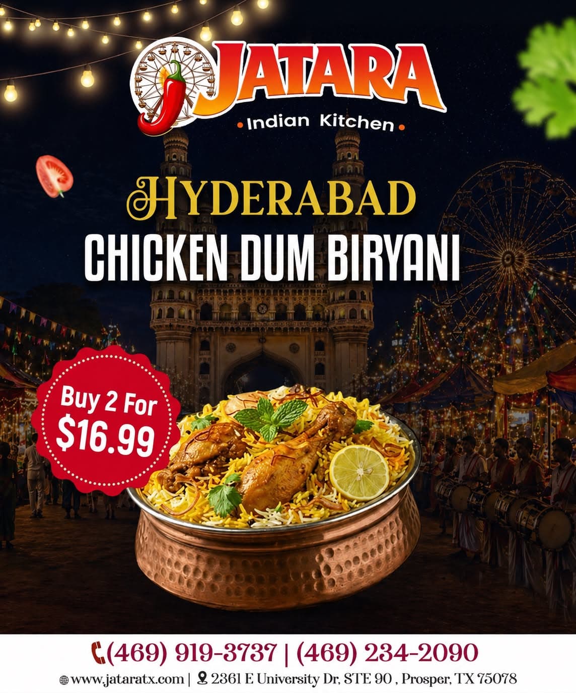 Buy 2 Hyderabad Chicken Dum Biryani for $16.99