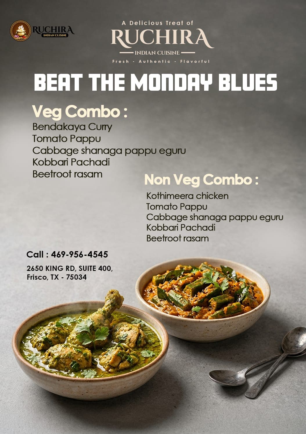Beat the Monday Blues with curated Veg and Non-Veg Indian combos.